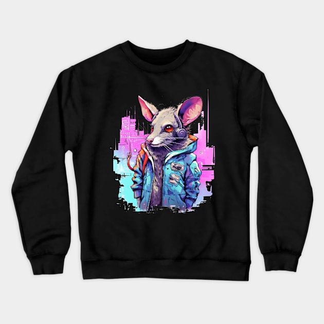 Cyberpunk rat Crewneck Sweatshirt by RosaliArt